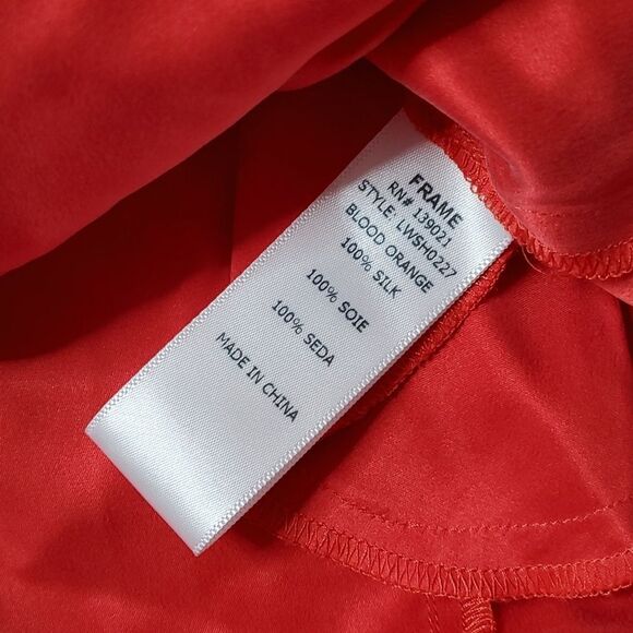 FRAME Denim Blood Orange Silk Lace-Up Dress - Picture 3 of 7